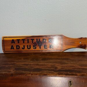"Attitude Adjuster"  Novelty Wooden Paddle Made in Michigan Decor Gag Gift